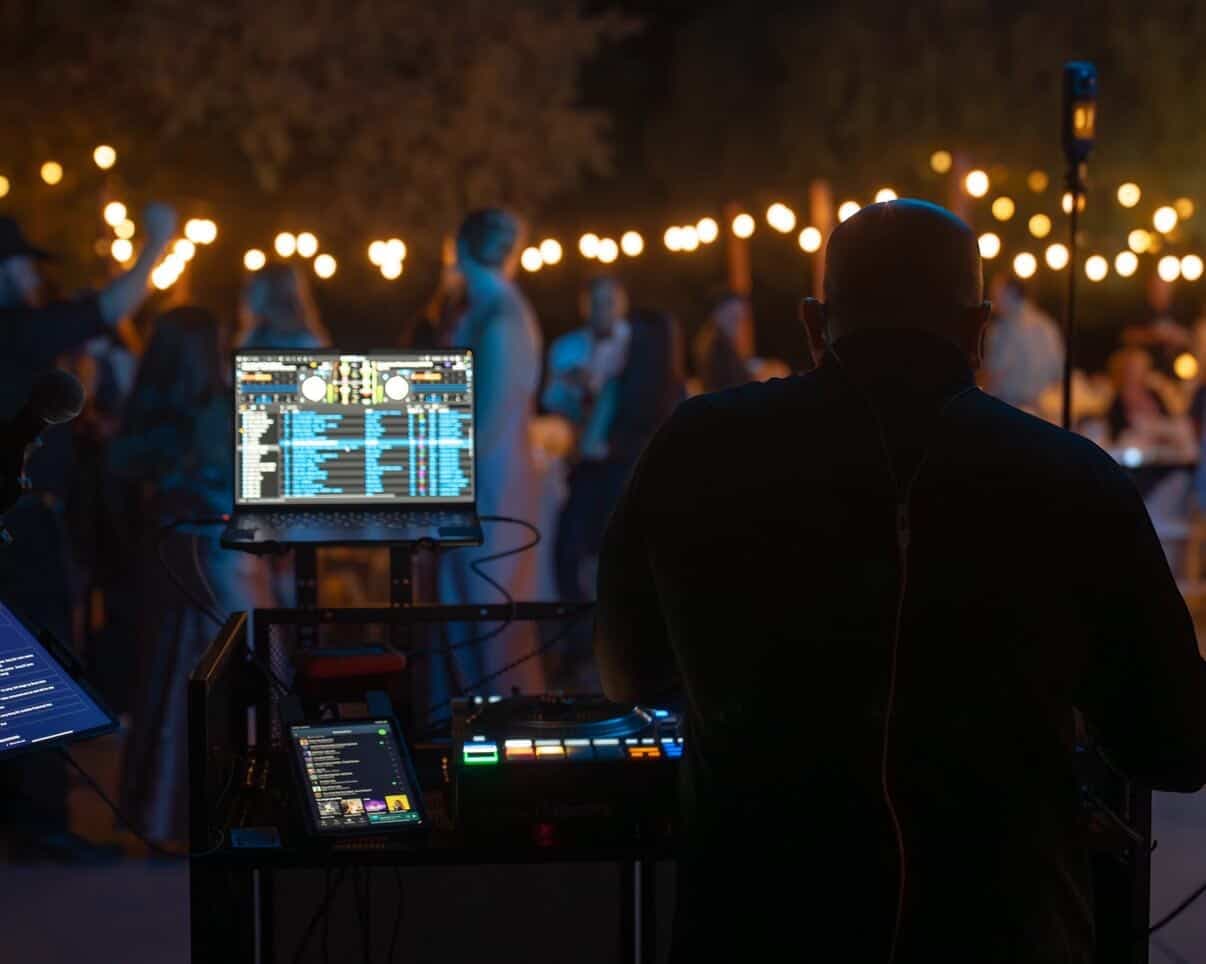 Dennis Blaze DJing at a live outdoor event